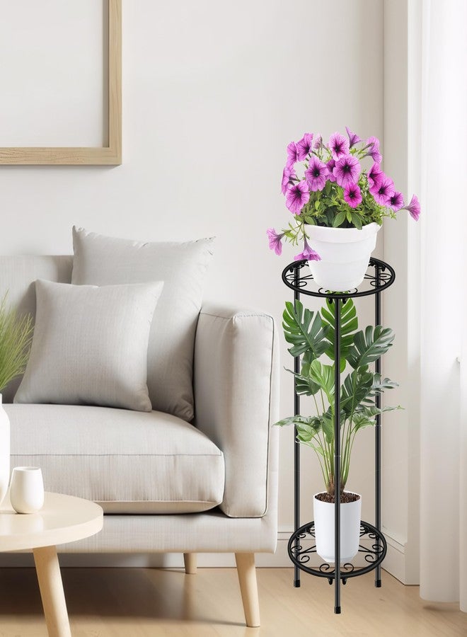 C CASIMR CASIMR Plant Stand Indoor Outdoor, Metal Rustproof Flower Shelf 2 Tier 23.9 inch, Tall Multiple Plant Pot Holder Rack for Garden Patio Living Room Corner Balcony, Black - Image 3