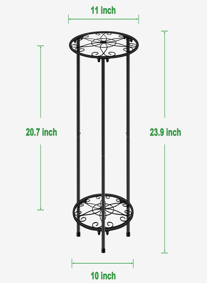 C CASIMR CASIMR Plant Stand Indoor Outdoor, Metal Rustproof Flower Shelf 2 Tier 23.9 inch, Tall Multiple Plant Pot Holder Rack for Garden Patio Living Room Corner Balcony, Black - Image 5