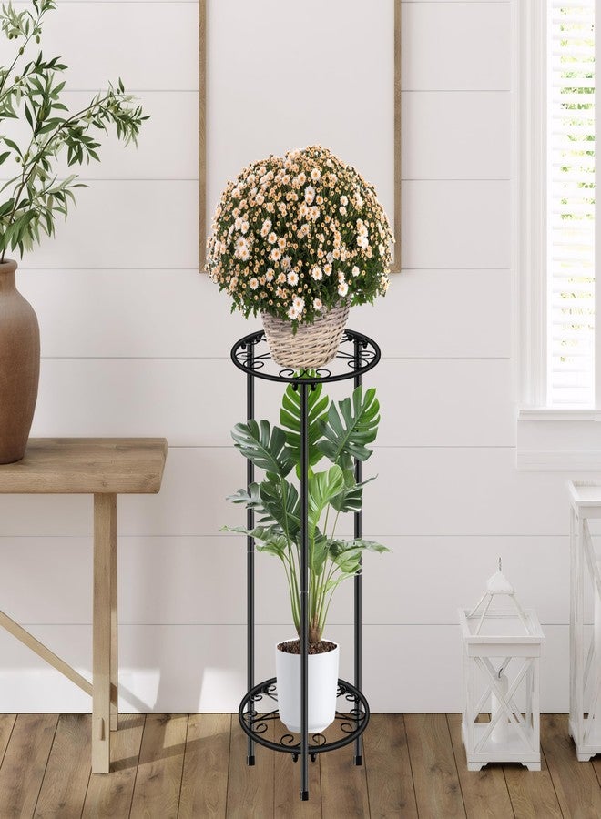 C CASIMR CASIMR Plant Stand Indoor Outdoor, Metal Rustproof Flower Shelf 2 Tier 23.9 inch, Tall Multiple Plant Pot Holder Rack for Garden Patio Living Room Corner Balcony, Black - Image 4