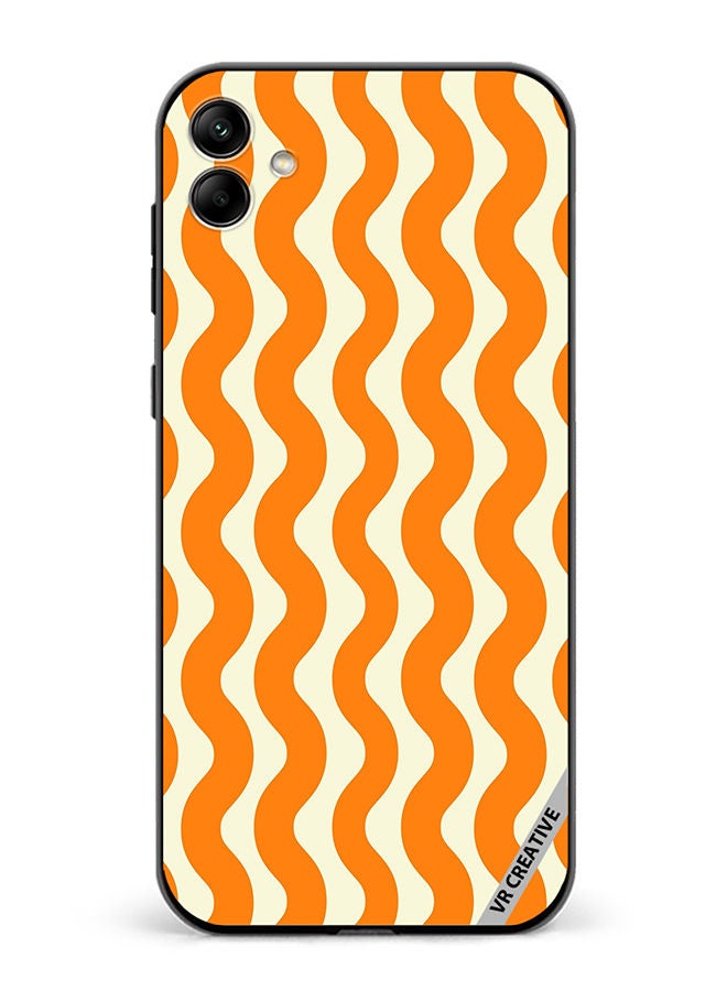 VR CREATIVE Protective Case Cover For Samsung Galaxy A04 Vertical Groovy Chevron Orange Stripe Autumn Pattern Design Multicolour - Image 1