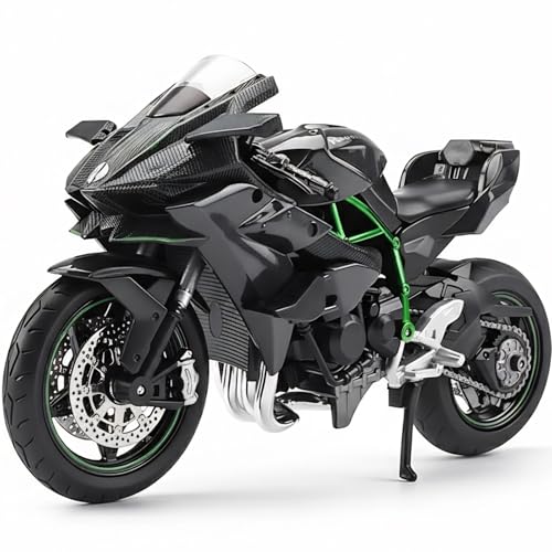 Risopen Compatible for 112 Kawasaki Ninja H2R Motorcycle Model Toy Diecast Metal Mini Motorbike Toy for Boys and Adults Black Moto Model Collectible Gift - Image 1