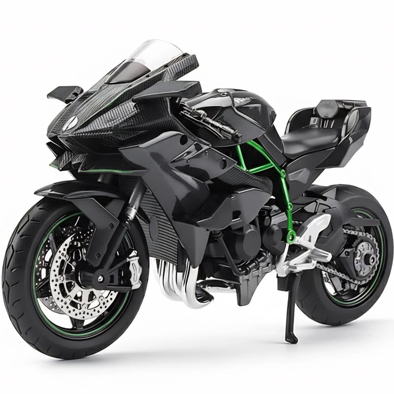 Risopen Compatible for 112 Kawasaki Ninja H2R Motorcycle Model Toy Diecast Metal Mini Motorbike Toy for Boys and Adults Black Moto Model Collectible Gift - Image 3
