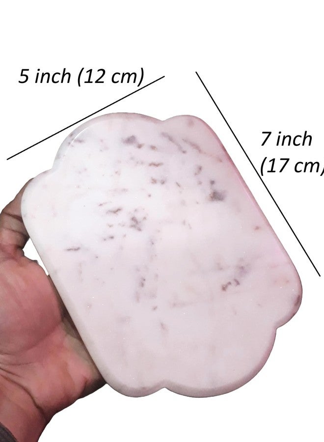 KRAFT CLOUDS White Marble Scalloped Tray - for Bathroom Soap Dispenser, Stuff Display, Home Decor - 7x5 Inch - Image 2