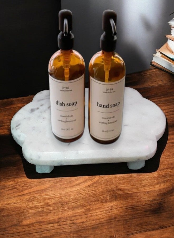 KRAFT CLOUDS White Marble Scalloped Tray - for Bathroom Soap Dispenser, Stuff Display, Home Decor - 7x5 Inch - Image 3