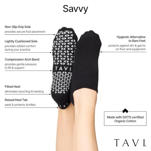 TAVI Savvy Pilates Socks - Non-slip Grip Socks for Women for Yoga, Barre, Dance, Lagree and Fitness Clothing with Grippy Sole, Heel Tab and Arch Support - Shadow, Size - Small - Image 4