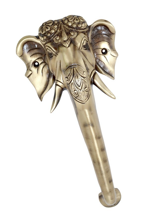 Two Moustaches 11 Inches Brass Tuskar Ganesha Door Handle, Antique Handles for Main Door, Home/Temple, Pull Handles, Standard, Pack of 1 - Image 1