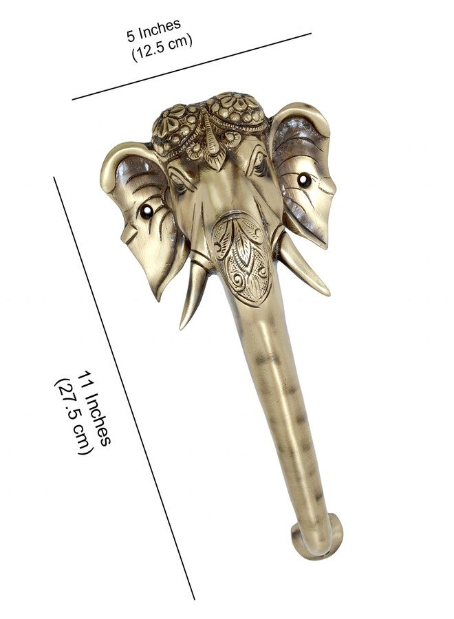 Two Moustaches 11 Inches Brass Tuskar Ganesha Door Handle, Antique Handles for Main Door, Home/Temple, Pull Handles, Standard, Pack of 1 - Image 2