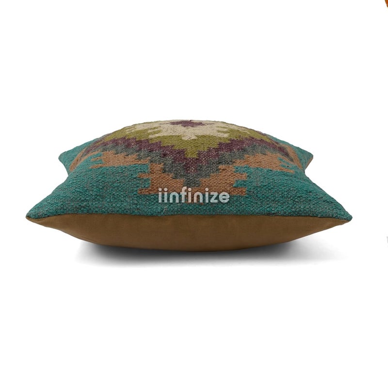 iinfinize Kilim Pillow Cover Jute Cushion Case Indoor Outdoor Decor Pillowcase Rustic 18x18 Inch Handmade Floor Pillow Cover Sofa Sham Handknotted Cushion Cover - Image 5