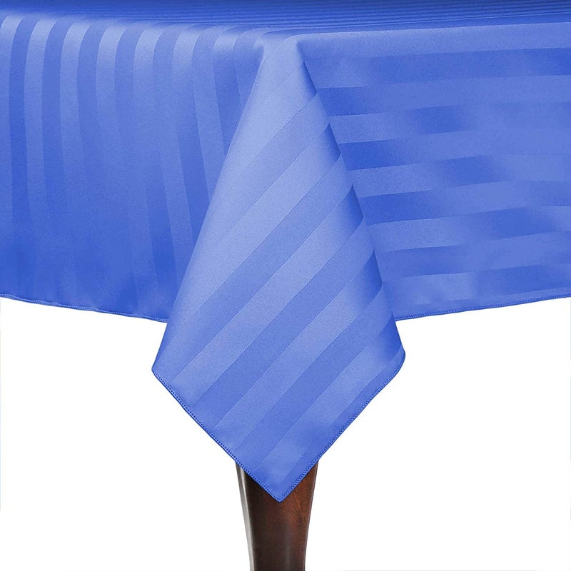 ATOOTFUSION Microfiber Seater Satin Strip Dining Table Cover | Table Cloth (Navy Blue, 6 Seater) - Image 5