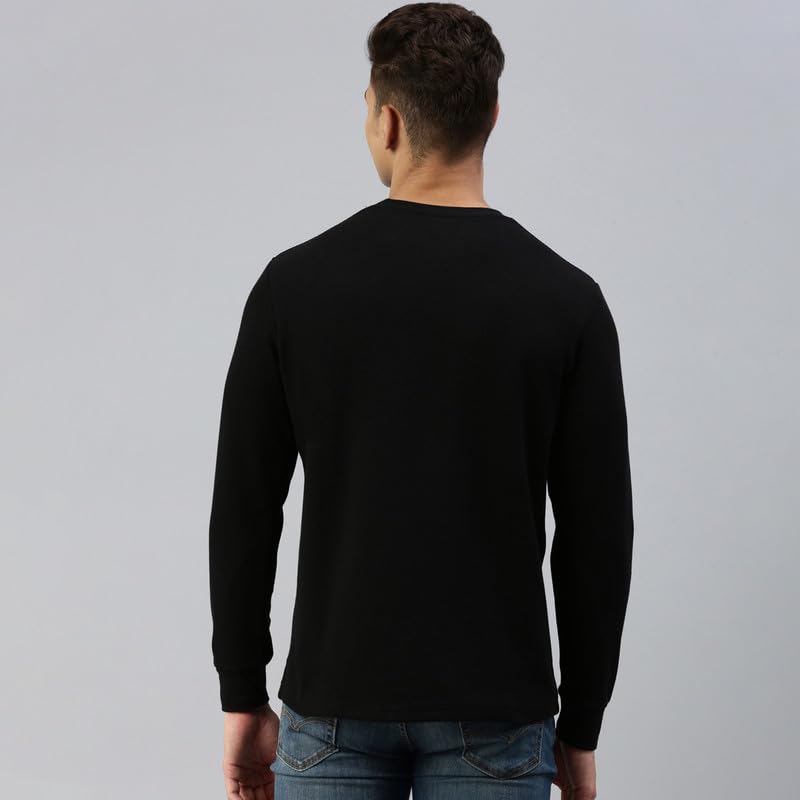 sporto Men's Waffle-Knit Sweatshirt|Black - Image 4