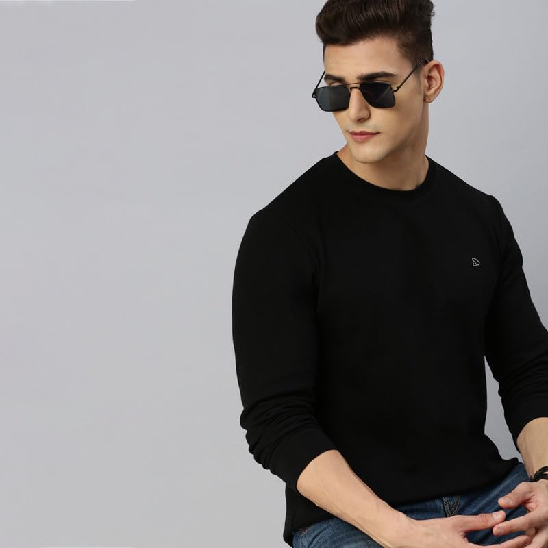 sporto Men's Waffle-Knit Sweatshirt|Black - Image 2