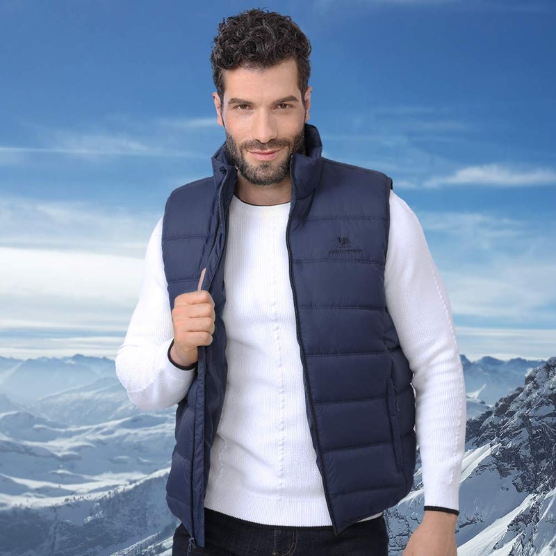CAMEL CROWN Puffer Vest Men Quilted Winter Padded Sleeveless Jackets Gilet for Casual Work Travel Outdoor Blue S - Image 3