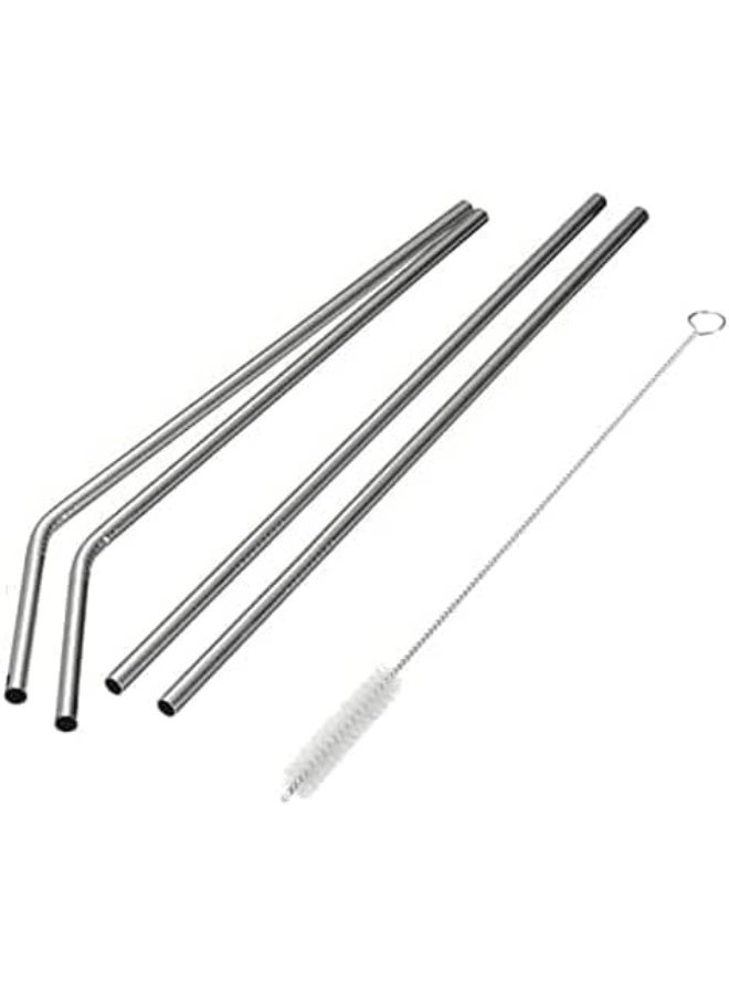 4Pcs Reusable Drinking Metal Straws Stainless Steel Set With Brush Cocktail Glasses Sturdy Bent Straight Drinks Straw with Cleaning Brush Bar Party. - Image 4