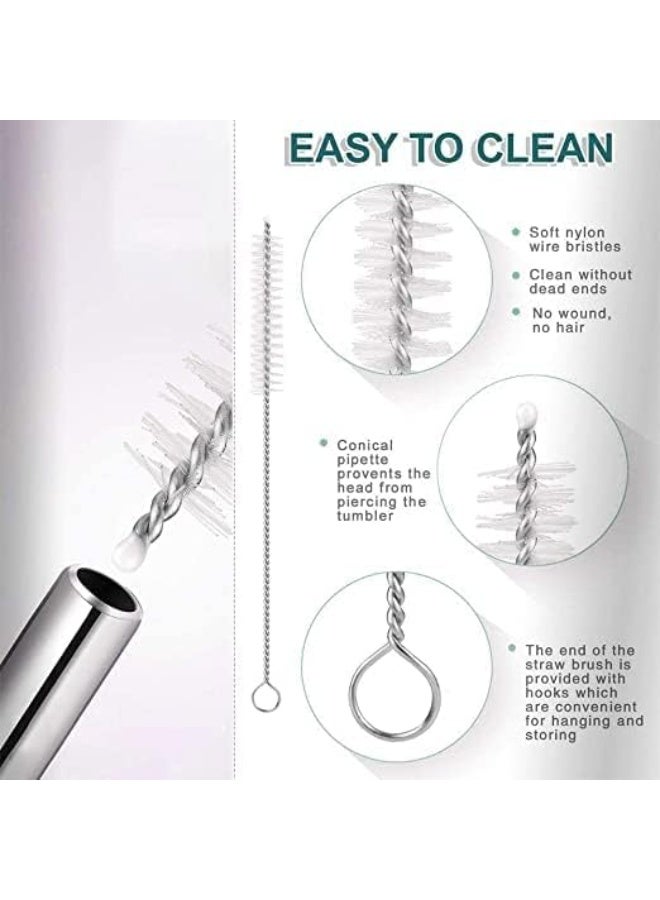4Pcs Reusable Drinking Metal Straws Stainless Steel Set With Brush Cocktail Glasses Sturdy Bent Straight Drinks Straw with Cleaning Brush Bar Party. - Image 3