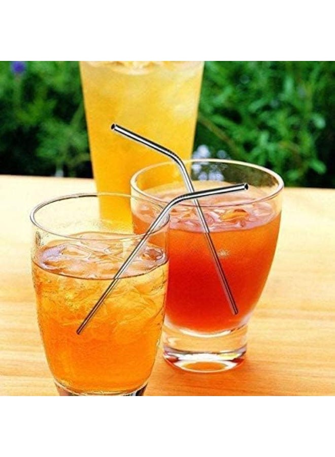 4Pcs Reusable Drinking Metal Straws Stainless Steel Set With Brush Cocktail Glasses Sturdy Bent Straight Drinks Straw with Cleaning Brush Bar Party. - Image 5