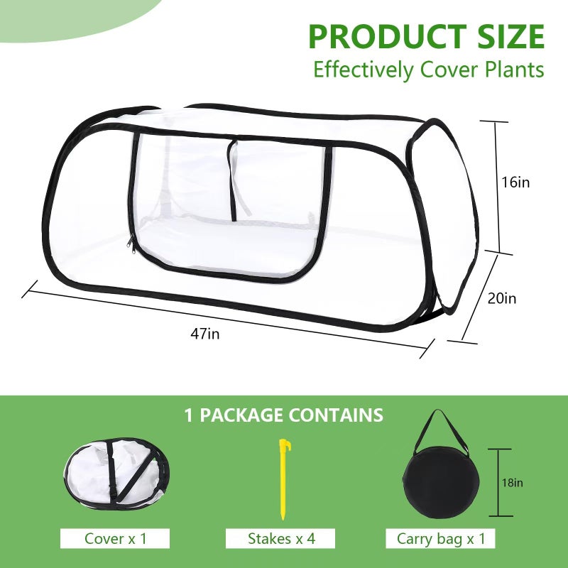 Lettry Pop Up Garden Mesh Plant Cover for Raised Beds, 47x20x16 Inch Outdoor Mesh Enclosure with Side Window & 4 Ground Stakes, Protects Fruits, Vegetables, Seedlings & Herbs (1 Pcs (47x20x16 Inch)) - Image 3