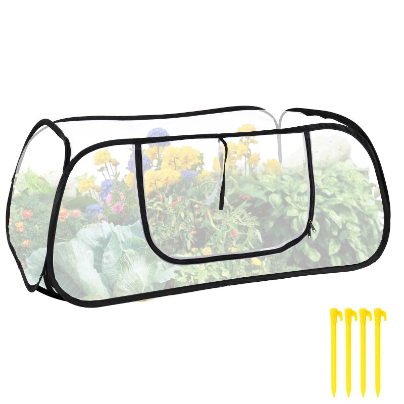 Lettry Pop Up Garden Mesh Plant Cover for Raised Beds, 47x20x16 Inch Outdoor Mesh Enclosure with Side Window & 4 Ground Stakes, Protects Fruits, Vegetables, Seedlings & Herbs (1 Pcs (47x20x16 Inch)) - Image 1