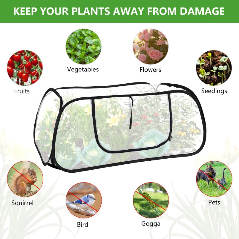 Lettry Pop Up Garden Mesh Plant Cover for Raised Beds, 47x20x16 Inch Outdoor Mesh Enclosure with Side Window & 4 Ground Stakes, Protects Fruits, Vegetables, Seedlings & Herbs (1 Pcs (47x20x16 Inch)) - Image 5