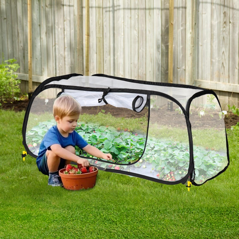 Lettry Pop Up Garden Mesh Plant Cover for Raised Beds, 47x20x16 Inch Outdoor Mesh Enclosure with Side Window & 4 Ground Stakes, Protects Fruits, Vegetables, Seedlings & Herbs (1 Pcs (47x20x16 Inch)) - Image 4