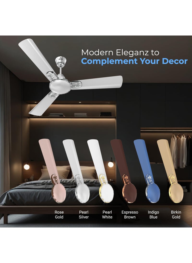 Polycab Polycab Eleganz Plus 1200mm Star Rated Ceiling Fan For Home Embossed Floral 3D Design Broad Blade For High Speed Air Delivery 100 Copper Winding Motor 3 Years WarrantyPearl Silver  - Image 5