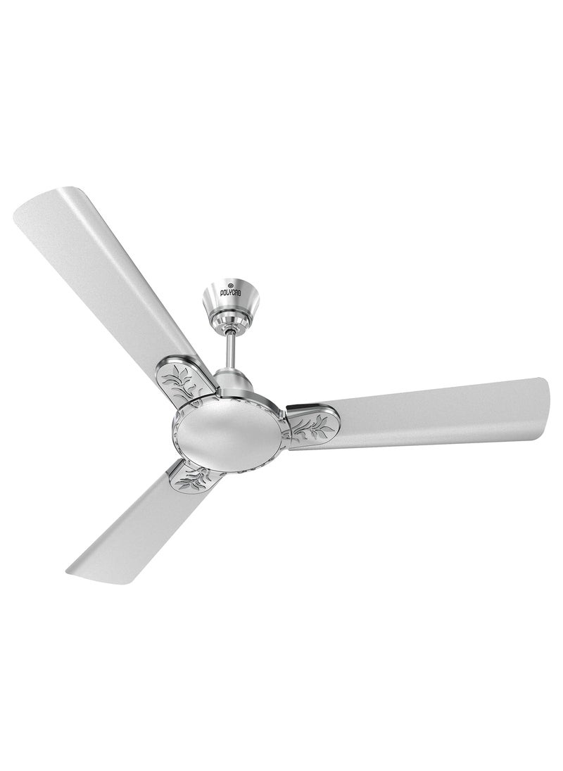 Polycab Polycab Eleganz Plus 1200mm Star Rated Ceiling Fan For Home Embossed Floral 3D Design Broad Blade For High Speed Air Delivery 100 Copper Winding Motor 3 Years WarrantyPearl Silver  - Image 1