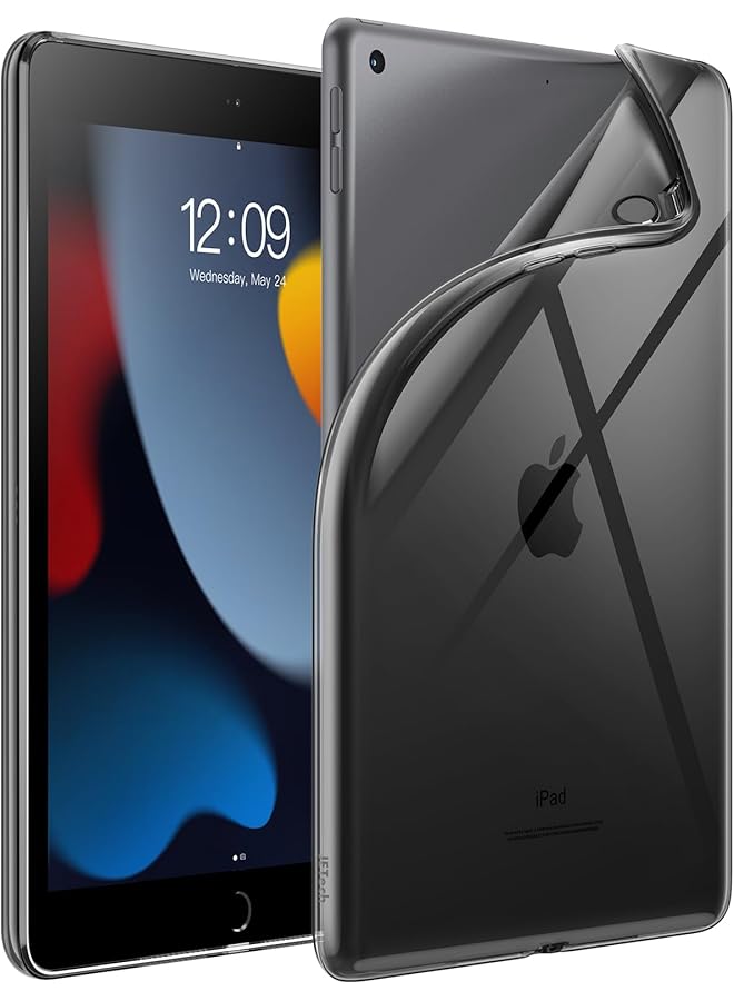 جي تيك حافظة لجهاز ايباد 9 8 7 (10.2 انش 2021 2020 2019 موديل الجيل التاسع والثامن والسابع) غطاء تابلت شفاف ناعم من مادة TPU مقاوم للصدمات (اسود) - Image 1