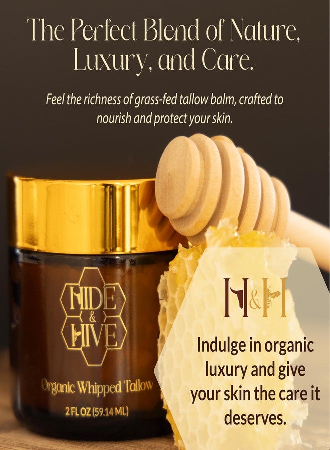 HIDE & HIVE بلسم الشحم البقري المخفوق من هايد آند هايف - مرطب من الأبقار التي تتغذى على العشب للوجه والجسم واليدين - شحم بقري عضوي للبشرة مع غذاء ملكات النحل والبروبوليس - بلسم نظيف وغير دهني للبشرة الجافة والحساسة - Image 5