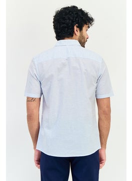 SELECTED Men Regular Fit Short Sleeves Stripe Casual Shirt, Multicolor  - Image 4