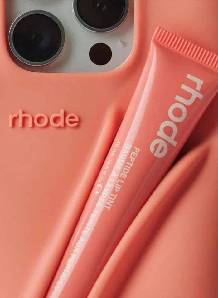 rhode Silicone Lip Holder for Cell Phone, Lip Gloss Adhesive Sleeve for Phone, Lip Holder Stick-on Phone Case, Back Stick On Holder for iPhone 14 （PEACH PIT） - Image 3