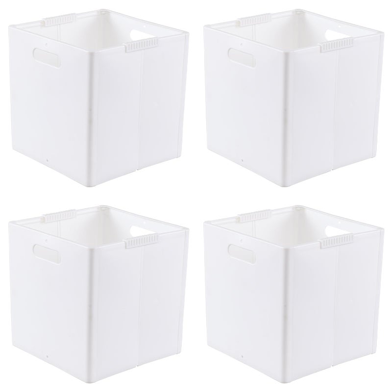 Xeabia Plastic Cube Storage Boxes Foldable Organizer Cube Bin White 4 Packs - Image 2