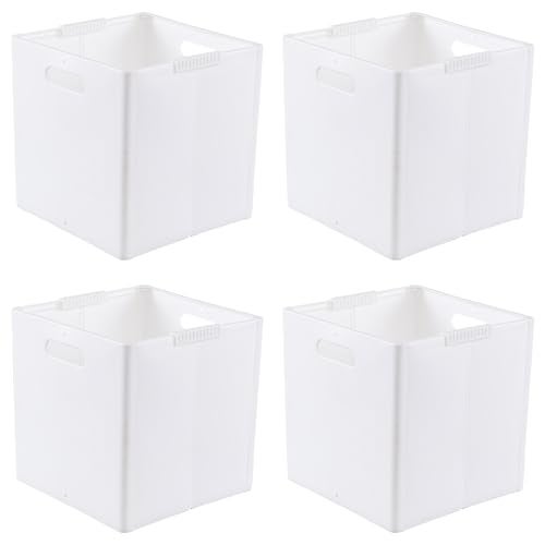 Xeabia Plastic Cube Storage Boxes Foldable Organizer Cube Bin White 4 Packs - Image 1