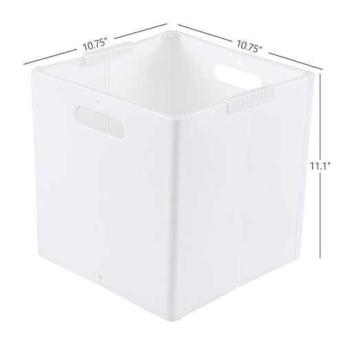 Xeabia Plastic Cube Storage Boxes Foldable Organizer Cube Bin White 4 Packs - Image 3
