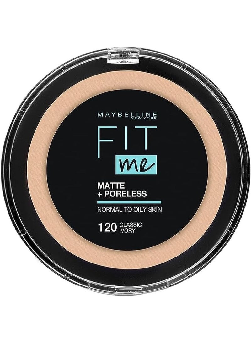 MAYBELLINE NEW YORK Maybelline Fit Me Matte and Poreless Compact Face Powder - 120, Classic Ivory - Image 1