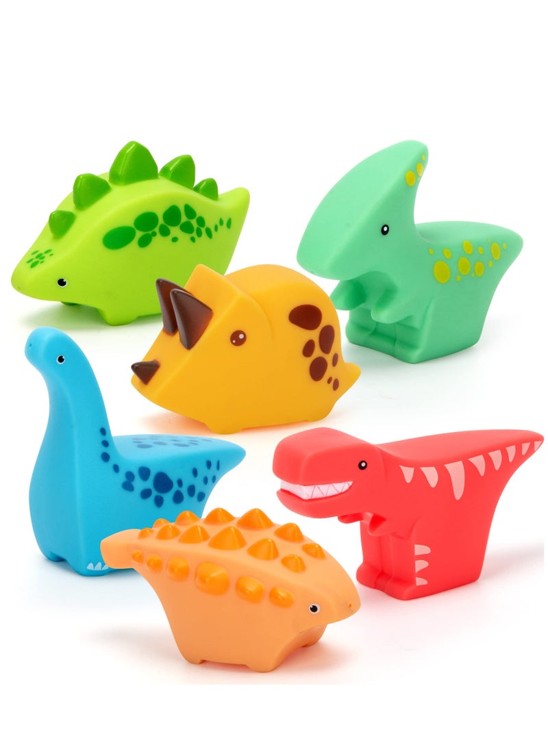 واي آند دي SYOSI Dinosaur Bath Toys for Toddlers, 6 Pack Pool Toys, Soft Baby Set Infants Toddlers Bathtub Beach Water Squirt Floating Stacking - Image 1