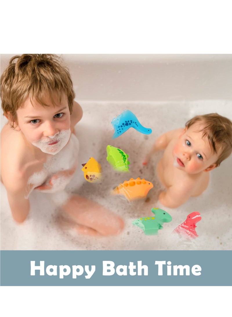واي آند دي SYOSI Dinosaur Bath Toys for Toddlers, 6 Pack Pool Toys, Soft Baby Set Infants Toddlers Bathtub Beach Water Squirt Floating Stacking - Image 3