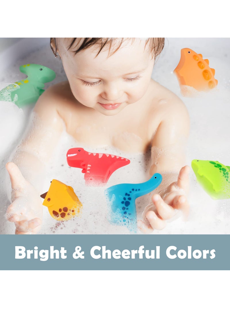 واي آند دي SYOSI Dinosaur Bath Toys for Toddlers, 6 Pack Pool Toys, Soft Baby Set Infants Toddlers Bathtub Beach Water Squirt Floating Stacking - Image 2