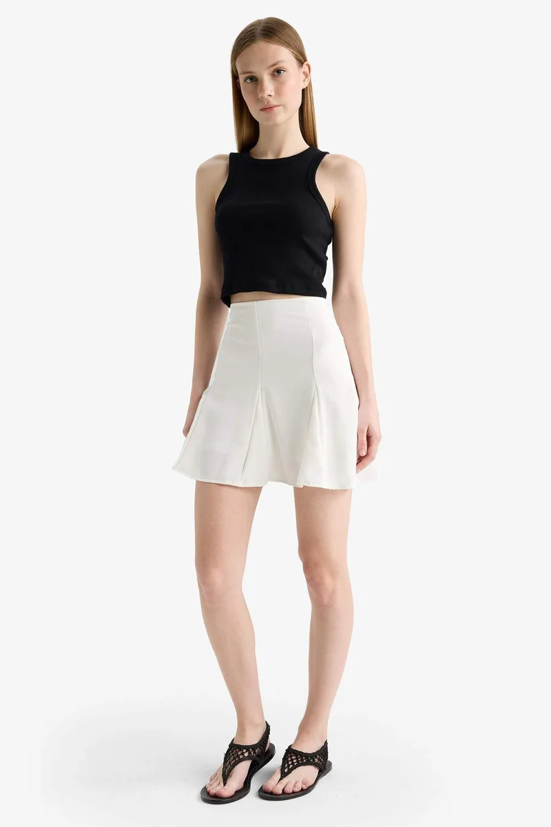 ديفاكتو A-Line Normal Waist Crepe Mini Skirt