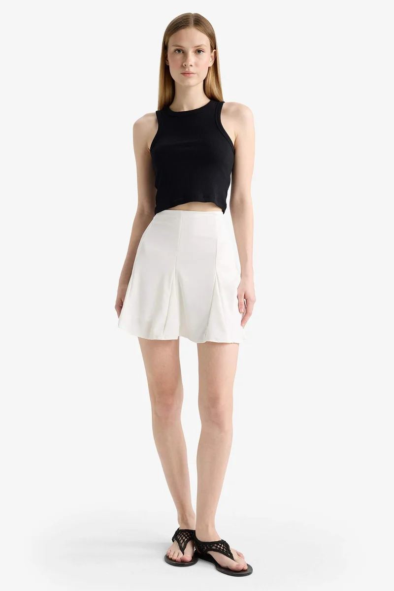 ديفاكتو A-Line Normal Waist Crepe Mini Skirt