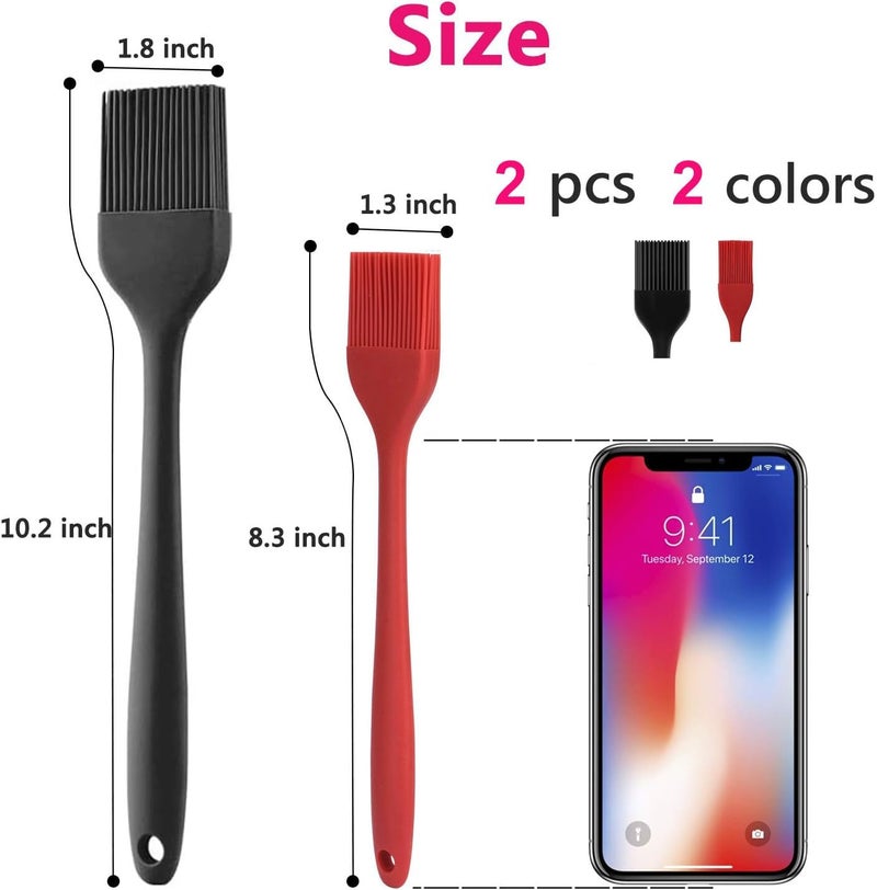 Hhyn Silicone Basting Pastry Brush Set 2 Pack Heat Resistant Spread Oil Butter Sauce for BBQ Grill Barbeque Kitchen Baking Cooking Pastries, 1 Large & 1 Small - Image 2