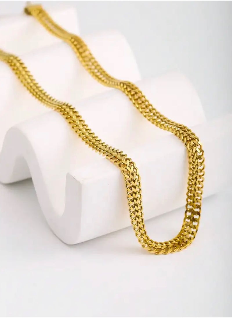 sixtyfour Elegant Stainless Steel Gold Plated Necklace For Women  - Image 3