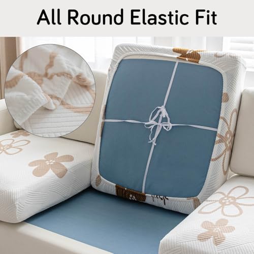 HOKIPO Stretchable Fleece Textured Seat Cushion Cover, 3 Seater, Russet Brown (AR-5342-BR) - Image 4