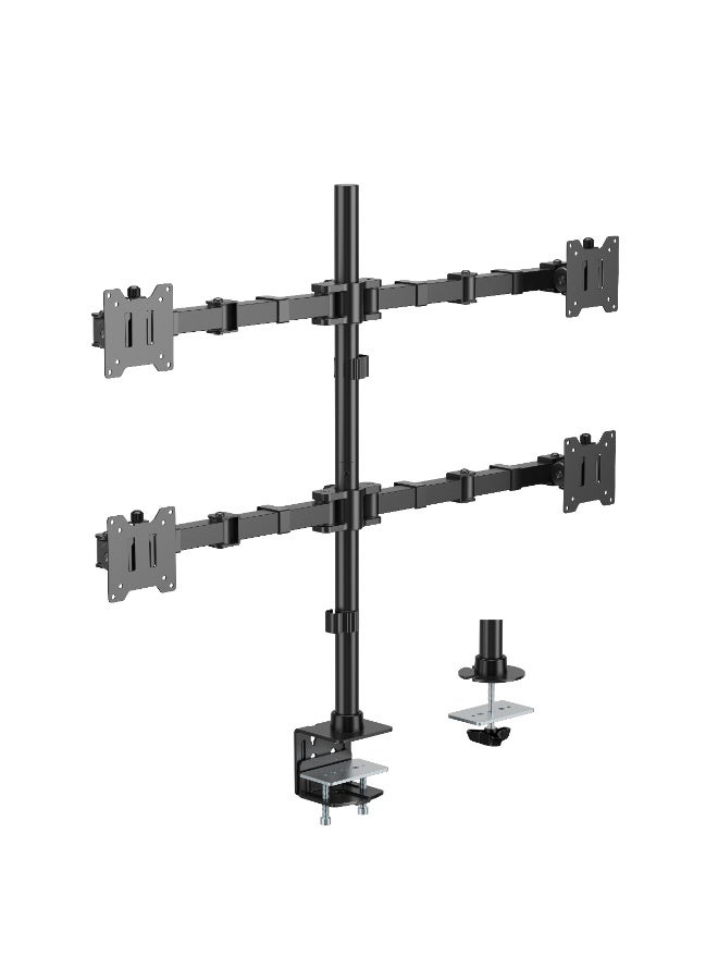 Skill Tech Skilltech SH91 C048 Heavy-Duty Quad Monitor Arm for 17–35" Screens | 15kg per Screen | Full Motion Tilt/Swivel/Rotation | VESA 100×100 | Clamp & Grommet Mount – Matte Black - Image 2