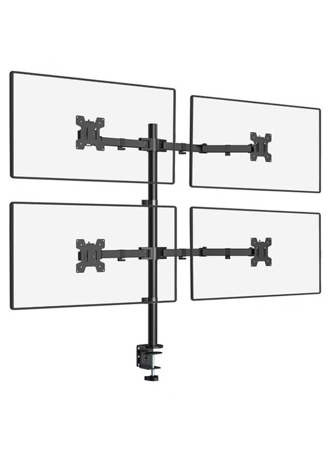 Skill Tech Skilltech SH91 C048 Heavy-Duty Quad Monitor Arm for 17–35" Screens | 15kg per Screen | Full Motion Tilt/Swivel/Rotation | VESA 100×100 | Clamp & Grommet Mount – Matte Black - Image 1