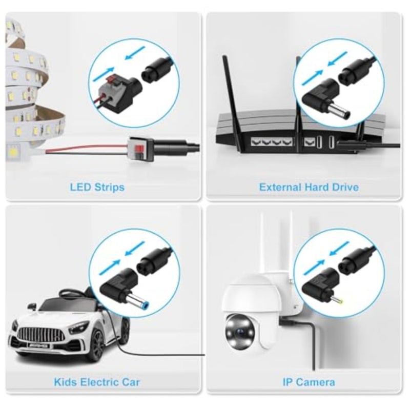 محول تيار متردد عالمي بقدرة 39 واط إلى تيار مستمر، وحدة واحدة لمكبرات الصوت، وشرائط LED، وساعات، وأجهزة القراءة الإلكترونية، وأجهزة GPS، ومصدر طاقة تحويل عالي الكفاءة، وإخراج 5V20V قابل للتعديل 13 أمبير، أسود، مدمج وموثوق - Image 5