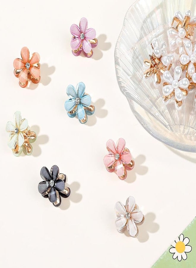 WECROO Mini Pearl Claw Clips with Flower Design, Sweet Artificial Bangs Clips Decorative Hair Accessories Cute Hair Clutches For Women Girls (Multicolor, Pack of 6) - Image 5