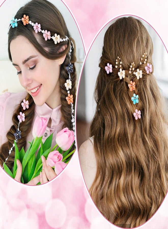 WECROO Mini Pearl Claw Clips with Flower Design, Sweet Artificial Bangs Clips Decorative Hair Accessories Cute Hair Clutches For Women Girls (Multicolor, Pack of 6) - Image 3