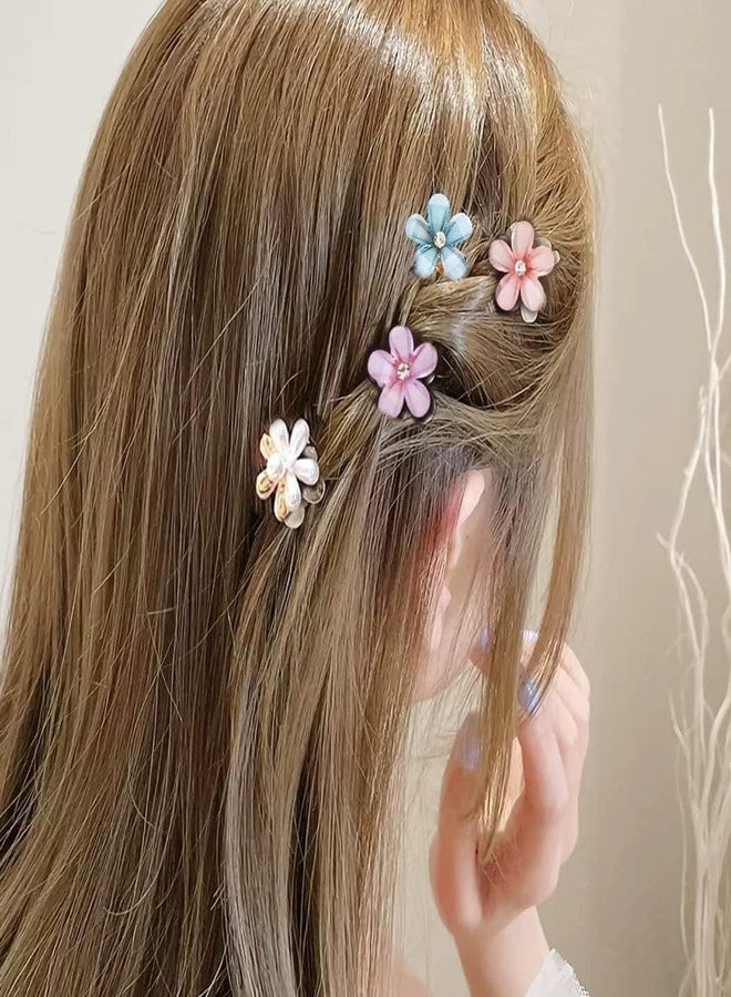 WECROO Mini Pearl Claw Clips with Flower Design, Sweet Artificial Bangs Clips Decorative Hair Accessories Cute Hair Clutches For Women Girls (Multicolor, Pack of 6) - Image 2