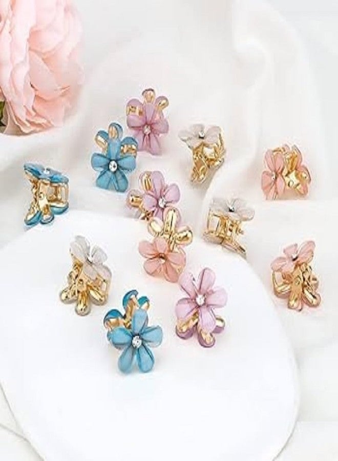 WECROO Mini Pearl Claw Clips with Flower Design, Sweet Artificial Bangs Clips Decorative Hair Accessories Cute Hair Clutches For Women Girls (Multicolor, Pack of 6) - Image 1