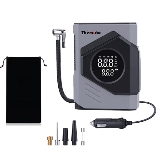 Themisto TH-TY03 Corded Tyre Inflator 12V DC - 150 PSI with Digital Tyre Pressure Gauge & LED Light I Portable Air Compressor I Car, Motorcycle, Bicycles & Other Inflatables - Image 1