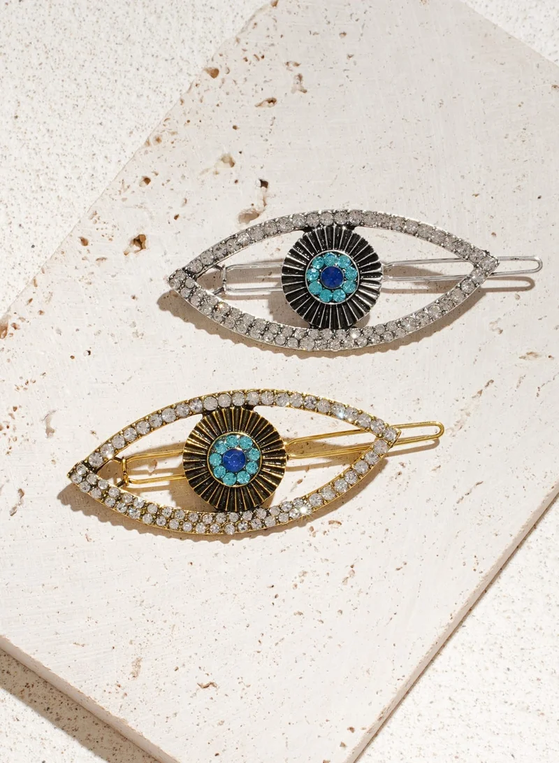 Sosha Elegance  Gold stone evil eye hair pin for Women | Best Price UAE